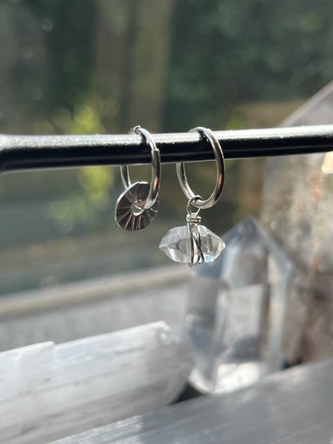 Limited Edition Herkimer Diamond Hoop & Spike Rocks Sequin Earrings