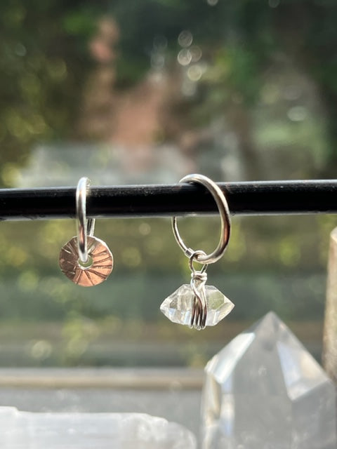 Limited Edition Herkimer Diamond Hoop & Spike Rocks Sequin Earrings