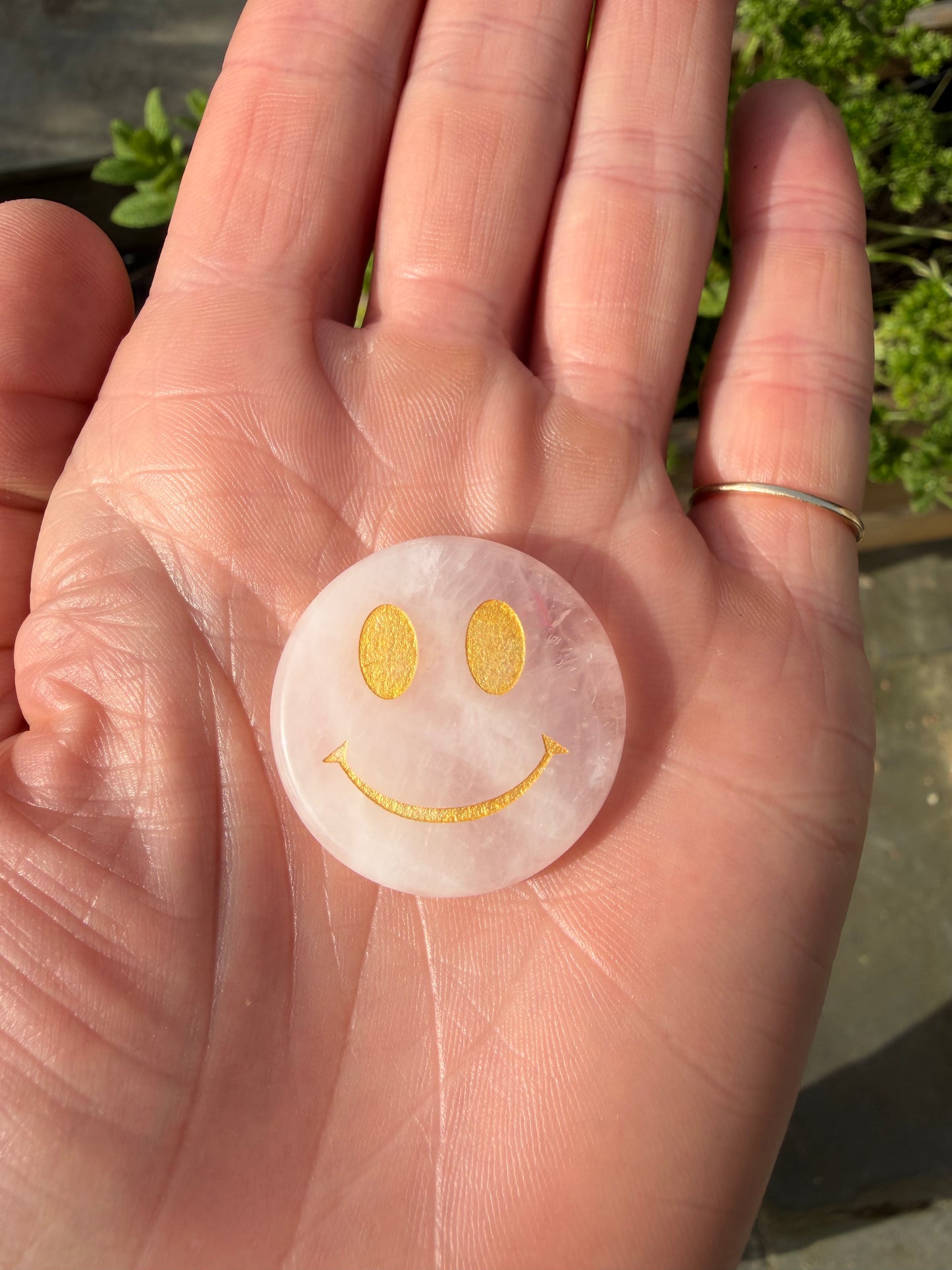Rose Quartz Smiley Face