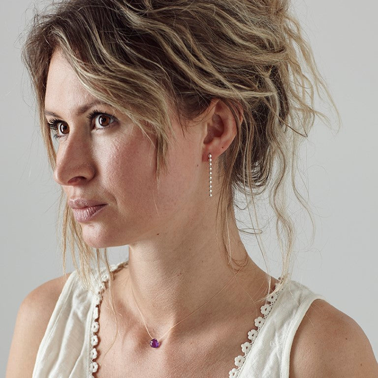 Amethyst Floating Rock Crystal Necklace by Spike Rocks Jewellery for women who rock