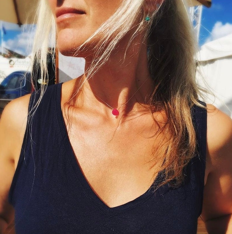 Chalcedony Floating Rock Crystal Necklace by Spike Rocks Jewellery for women who rock