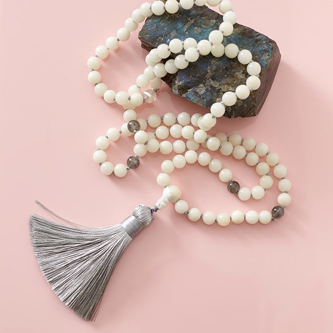 Mala of Enlightenment Crystal Necklace made by Spike Rocks for women who rock