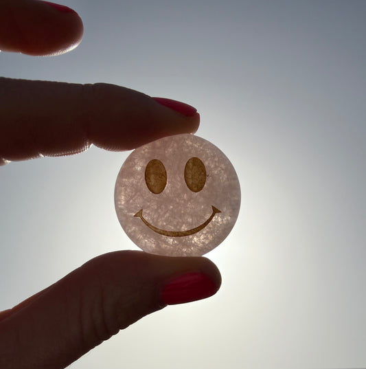 Rose Quartz Smiley Face