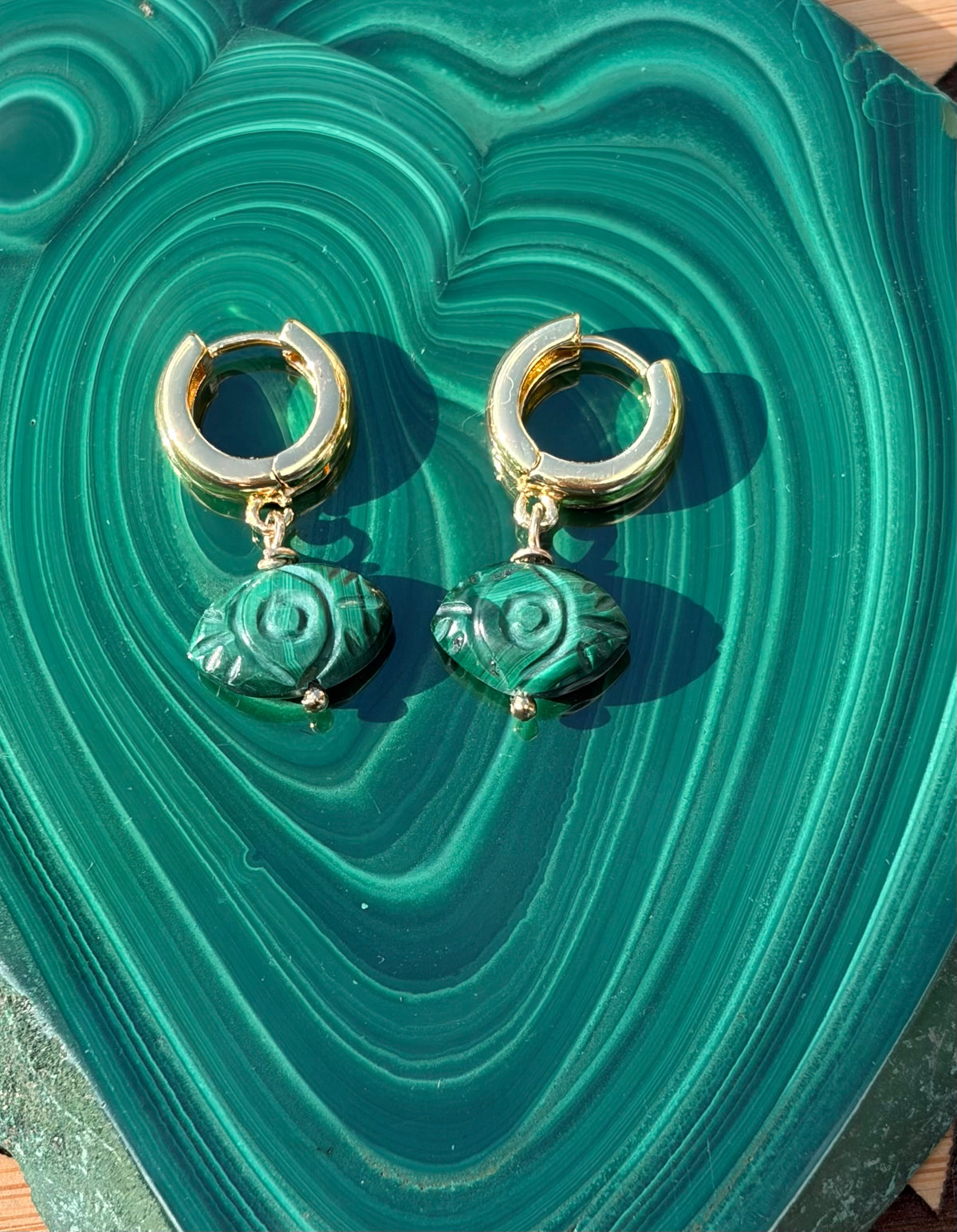 Malachite Eye Earrings, Guardians of the heart