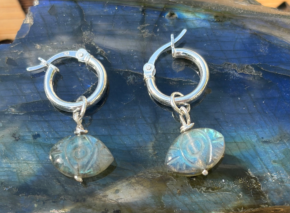 Labradorite Eye Earrings, Guardian of Transformations