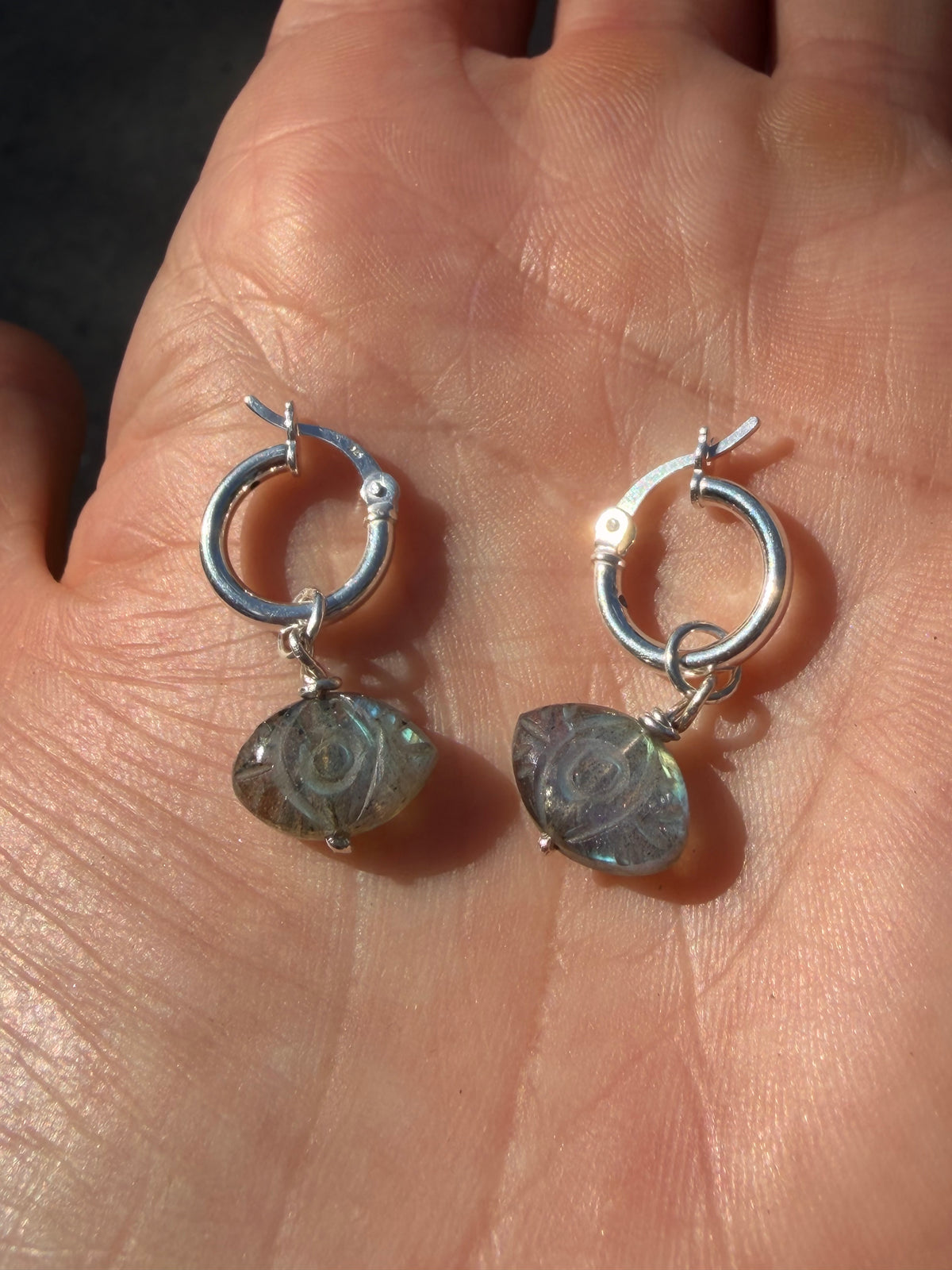 Labradorite Eye Earrings, Guardian of Transformations