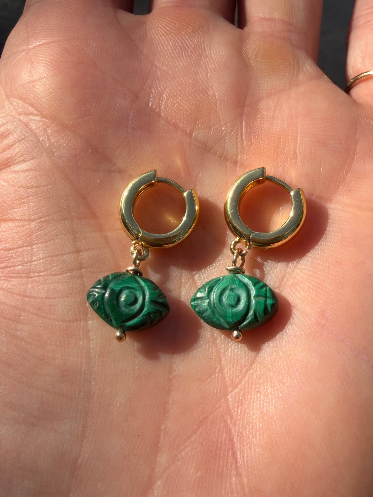 Malachite Eye Earrings, Guardians of the heart